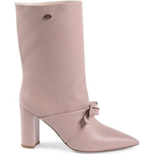 Laarzen Dee Ocleppo Bow Ankle Booties Womens Leren Laarzen Roze