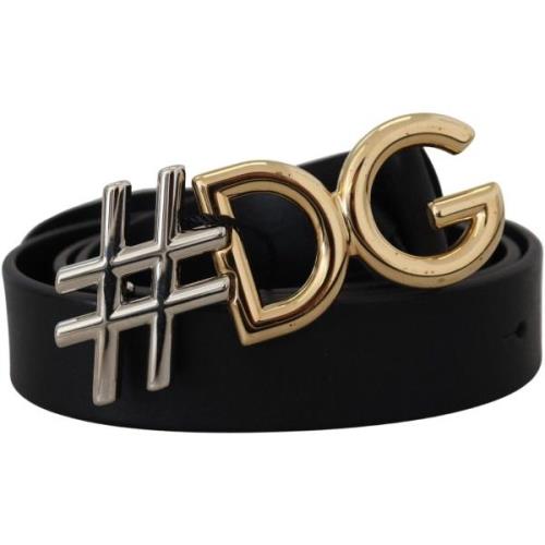 Riem D&amp;G Lederen metalen gespriem met DG logo