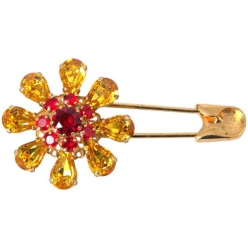 Broche D&amp;G Rode en Gele Bloem Veiligheidsspeld Broche