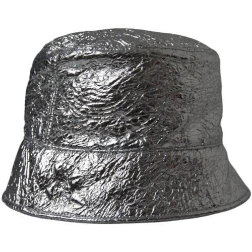 Hoed D&amp;G Crinkle Effect Leren Bucket Hat - Zilver