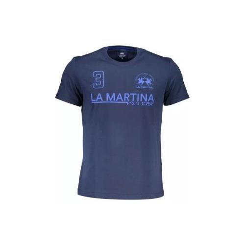 T-shirt La Martina Gedrukt logo blauw katoenen T-shirt