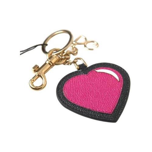 Sleutelhanger D&amp;G Fuchsia Hart Lederen Gouden Sleutelhanger