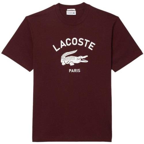 T-shirt Lacoste Signature Print Cotton T-Shirt Bordeaux