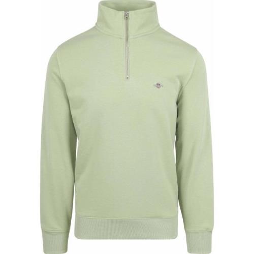 Sweater Gant Half Zip Trui Logo Lichtgroen