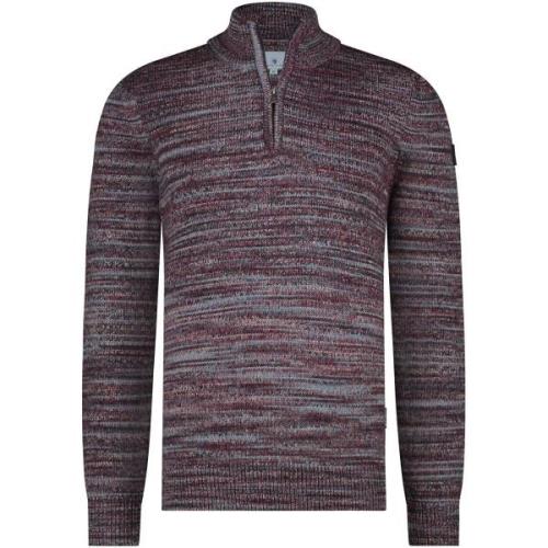 Sweater State Of Art Half Zip Trui Melange Bordeaux