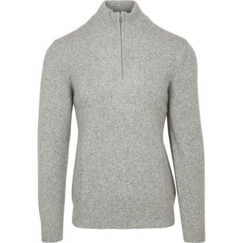 Sweater Profuomo Half Zip Pullover Lamswol Melange Grijs