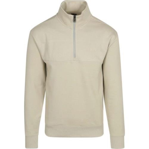 Sweater BOSS Courduroy Half Zip Trui Ecru