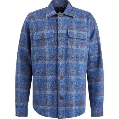 Sweater Vanguard Overshirt Brushed Ruit Blauw