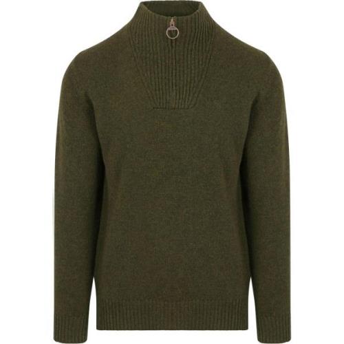 Sweater Barbour Half Zip Trui Wol Olijfgroen