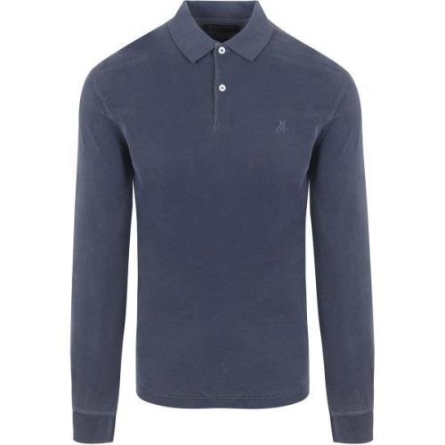 T-shirt Marc O'Polo Longsleeve Poloshirt Terry Cloth Donkerblauw