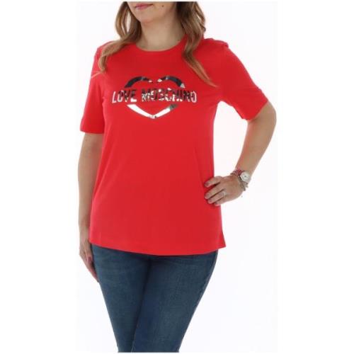 Overhemd Love Moschino Womens Heart Print TShirt Rood