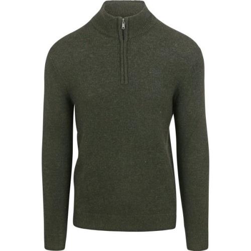 Sweater Superdry Essential Half Zip Wolmix Pullover Donkergroen