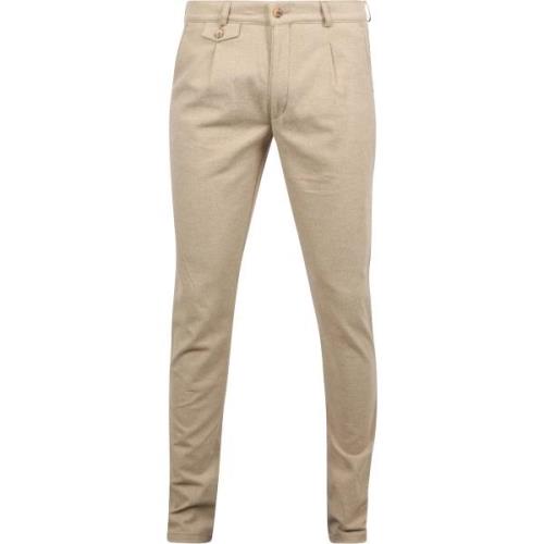 Broek Suitable Chino Pico Pleat Flanel Sand