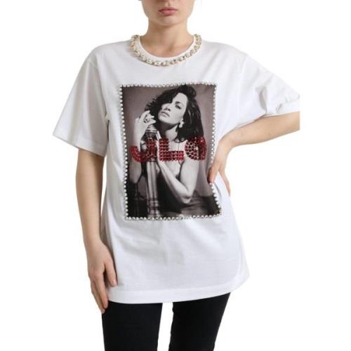 Overhemd D&amp;G JLo Rhinestone T-Shirt - Wit