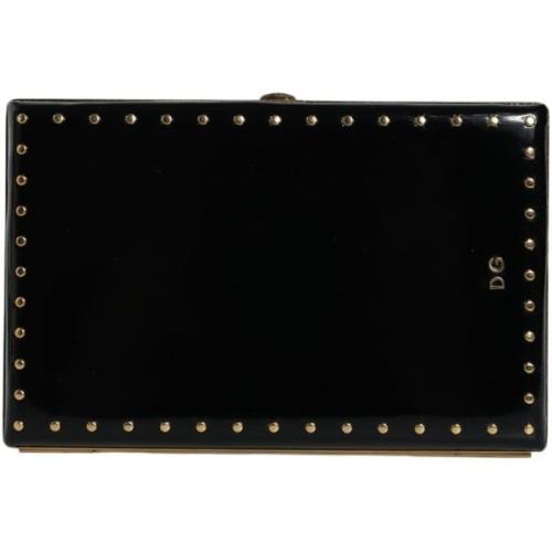 Handtasje D&amp;G Lederen bezaaid gouden frame clutch avond portemonne...