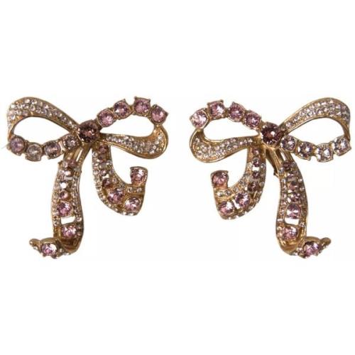 Oorbellen D&amp;G Messing Roze Helder Crystal Bow Fiocchi Oorbellen