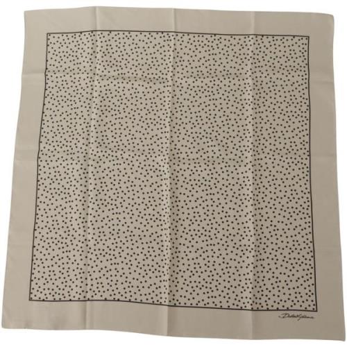 Sjaal D&amp;G Beige Zijden Sjaal met Zwarte Polka Dots