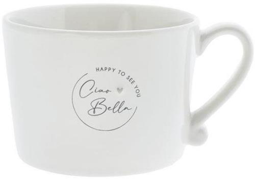 Bastion Collections Cup White/Ciao Bella in Black 10x8x7cm Zwart