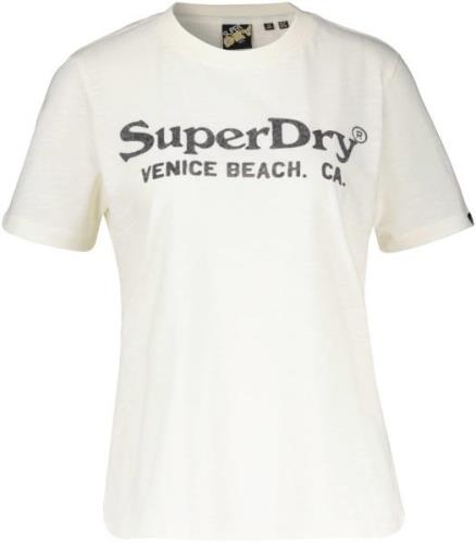 Superdry T-shirt Venice Beach Metallic Wit dames