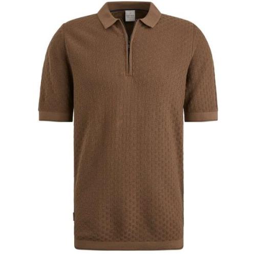 Cast Iron Short sleeve polo cotton modal Bruin heren