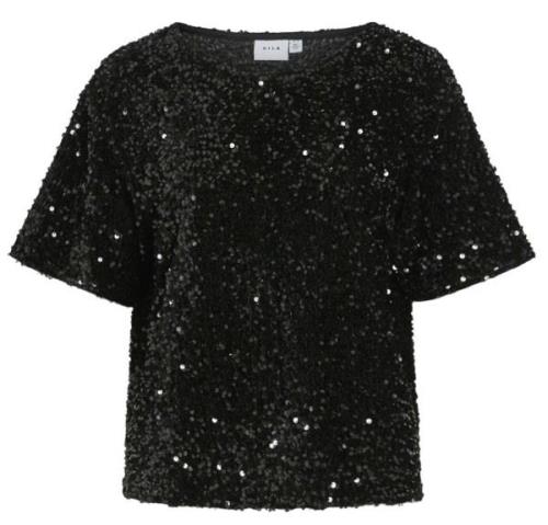 Vila Top Faith Sequin Zwart dames