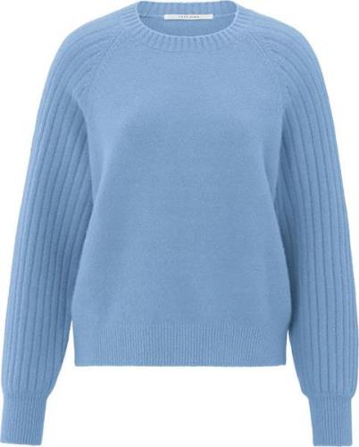 Yaya Rib mixed sweater ls Blauw dames