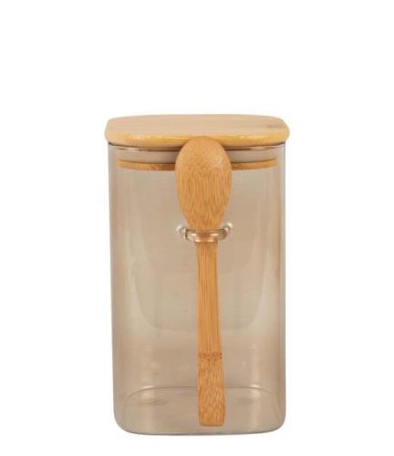 Present Time Koken & Tafelen Canister Square glass medium with spoon S...