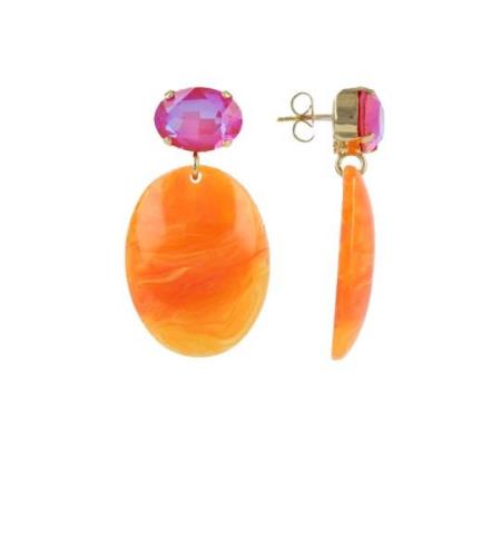 Classic Earring Resin Closed Bugle Oval S