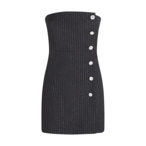Geborduurde wolmix mini -jurk Alessandra Rich , Black , Dames