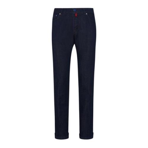 Donkerblauwe Slim-Fit Jeans van Biologisch Katoen Kiton , Blue , Heren