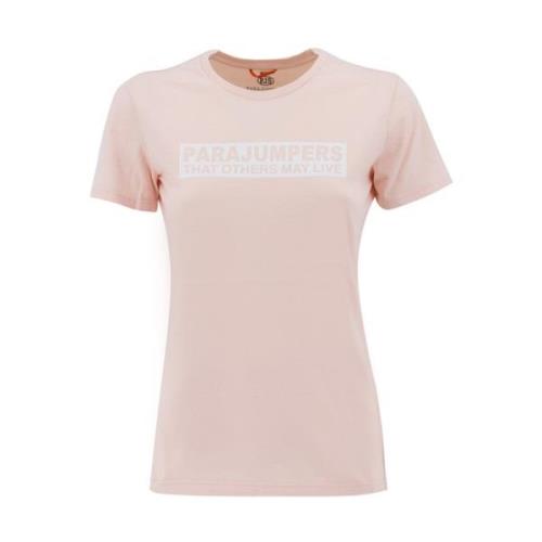 Ronde hals katoenen T-shirt Parajumpers , Pink , Dames