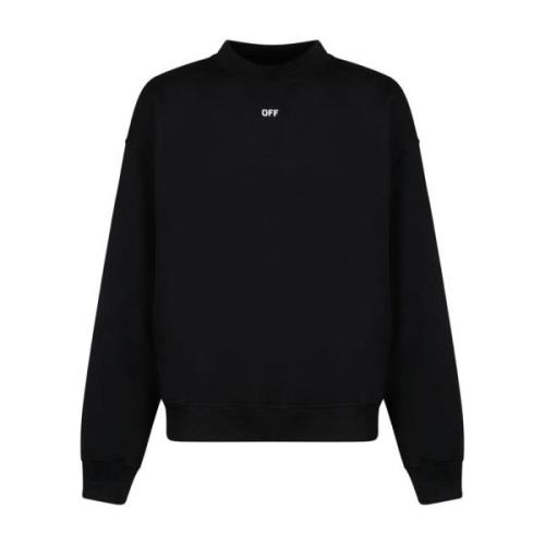 Zwart Katoenen Logo Print Sweatshirt Off White , Black , Heren