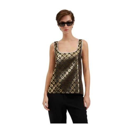 Twirl Top - Veelzijdige Mouwloze Leopard Jacquard La DoubleJ , Yellow ...