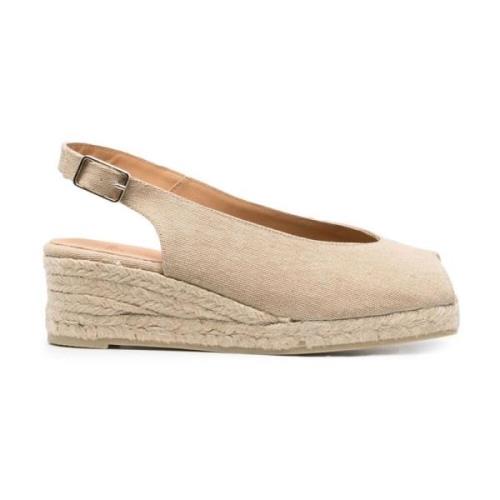 Beige Canvas Slingback Sleehak Espadrilles Castañer , Beige , Dames