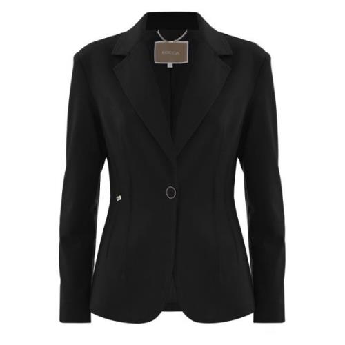 Elegante getailleerde jas met knoop Kocca , Black , Dames