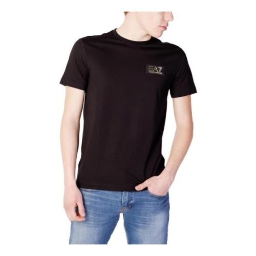 Zwarte Ronde Hals Heren T-shirt Emporio Armani EA7 , Black , Heren