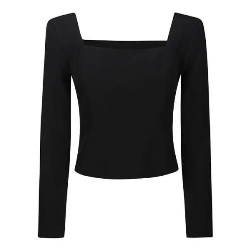 Elegant Square Neck Sweater Federica Tosi , Black , Dames