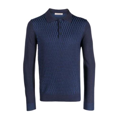 Wollen Gebreid Poloshirt, 100% Wol Corneliani , Blue , Heren