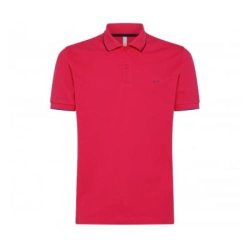Heren Small Stripe Polo Shirt Sun68 , Pink , Heren