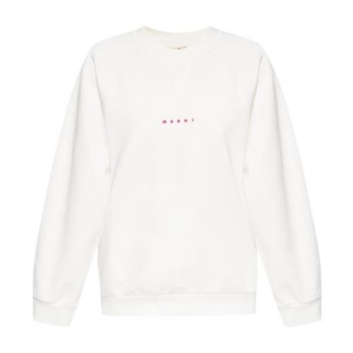 Sweatshirt met logo Marni , White , Dames