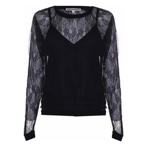 Elegante kanten blouse Kocca , Black , Dames