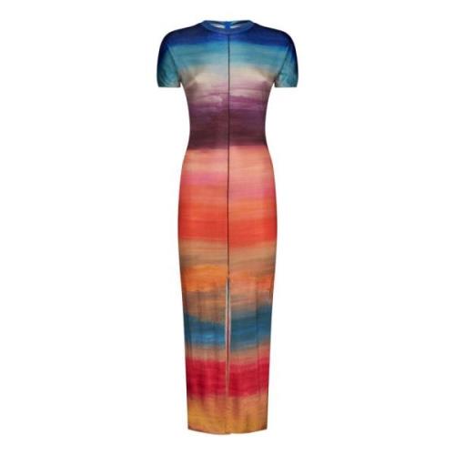 Statement Maxi Jurk met Dark Side of the Moon Strepen Marni , Multicol...