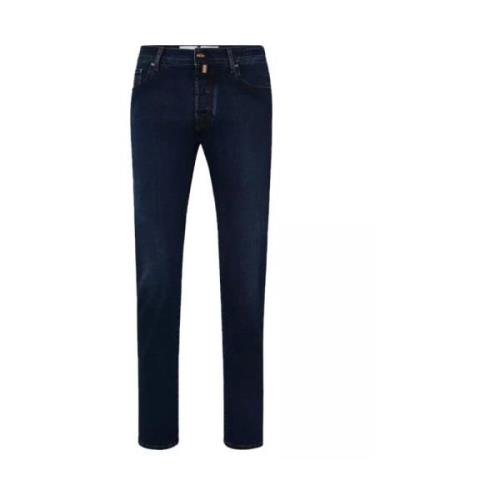 Donkerblauwe Bard Jeans met Contraststiksels Jacob Cohën , Blue , Here...