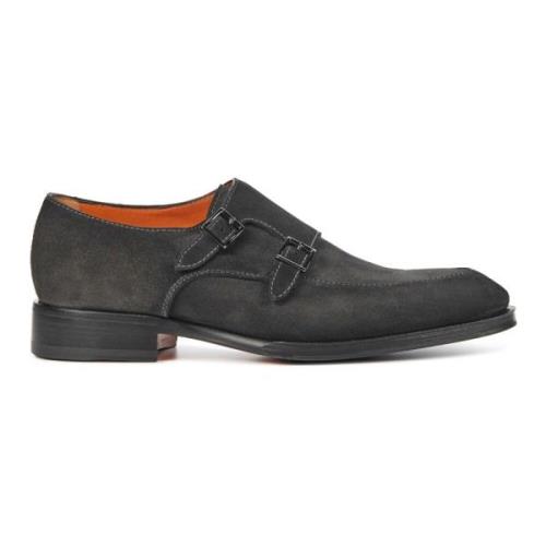 Grijze Gespschoenen Suède Santoni , Gray , Heren