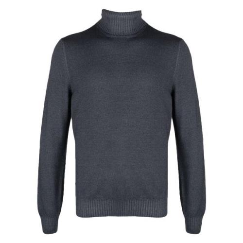 Geribbelde Wollen Rollneck Coltrui Barba , Blue , Heren