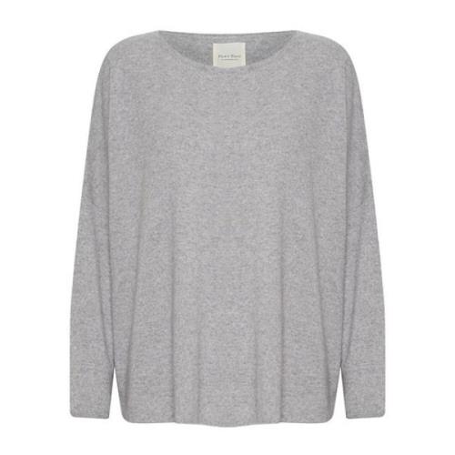 Ronde Hals Gebreide Kleding Part Two , Gray , Dames