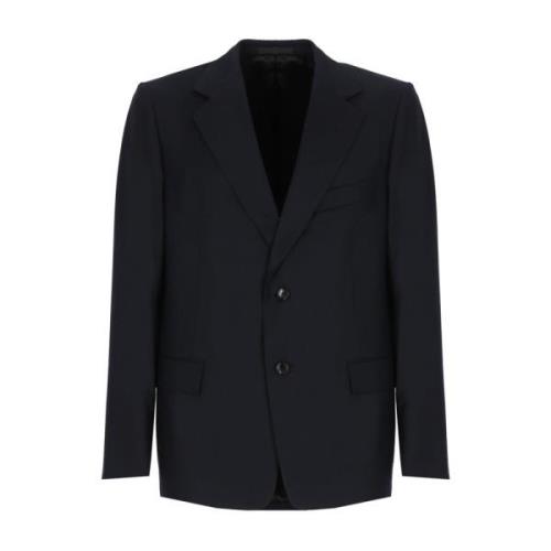 Stijlvolle Zwart Marineblauw Wol en Kasjmier Jas Lanvin , Black , Here...