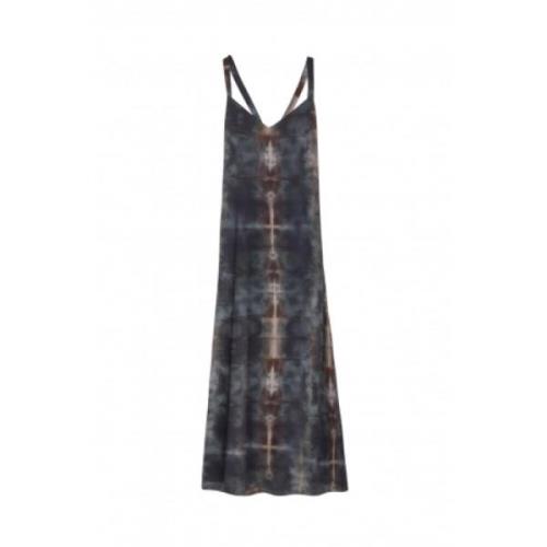 Lange waterverf print jurk met gekruiste bandjes - Model 23667 80 RRD ...
