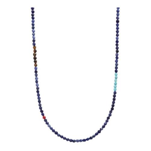Faceted Dumortierite Necklace with Tiger Eye and Turquoise Nialaya , B...