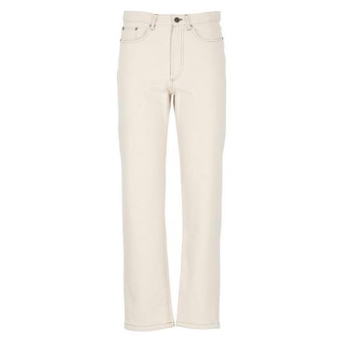 Hoge Taille Ivoor Katoenen Jeans A.p.c. , Beige , Dames